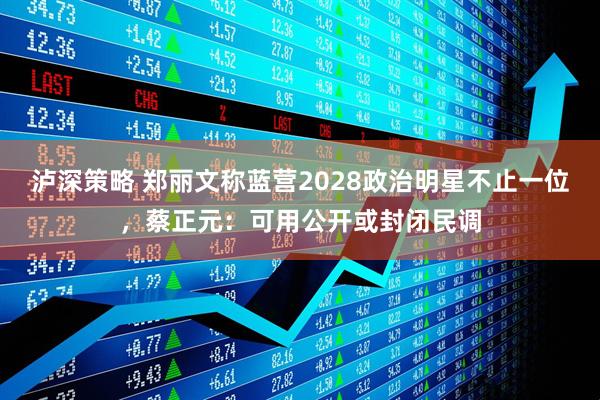 泸深策略 郑丽文称蓝营2028政治明星不止一位，蔡正元：可用公开或封闭民调